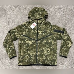 Nike Tech‎ Fleece Windrunner Hoodie Jacket Green Camo Mens Size L